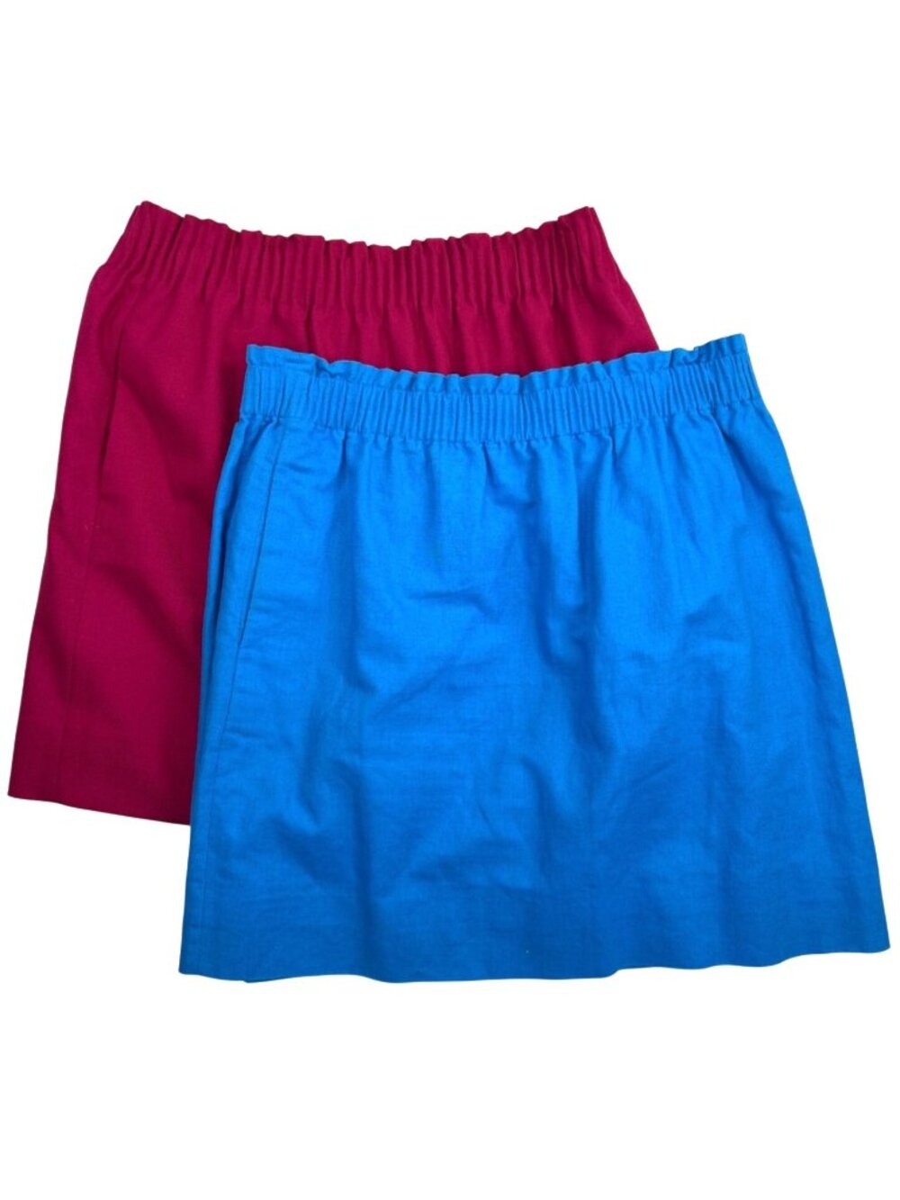 Lot 2 J.Crew Factory Sidewalk Wool Blend Skirts 12 Mini Pink Blue Elastic Waist